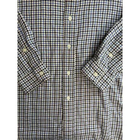 Ralph Lauren Blake Flannel Button Down 100% Cotton Size LARGE Blue Black White - Picture 5 of 8
